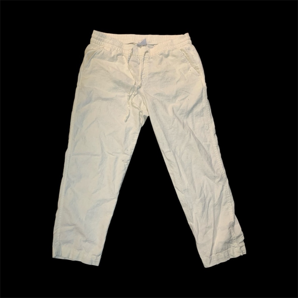 White Gap Easy Pant Linen Blend Drawstring Pant Size L